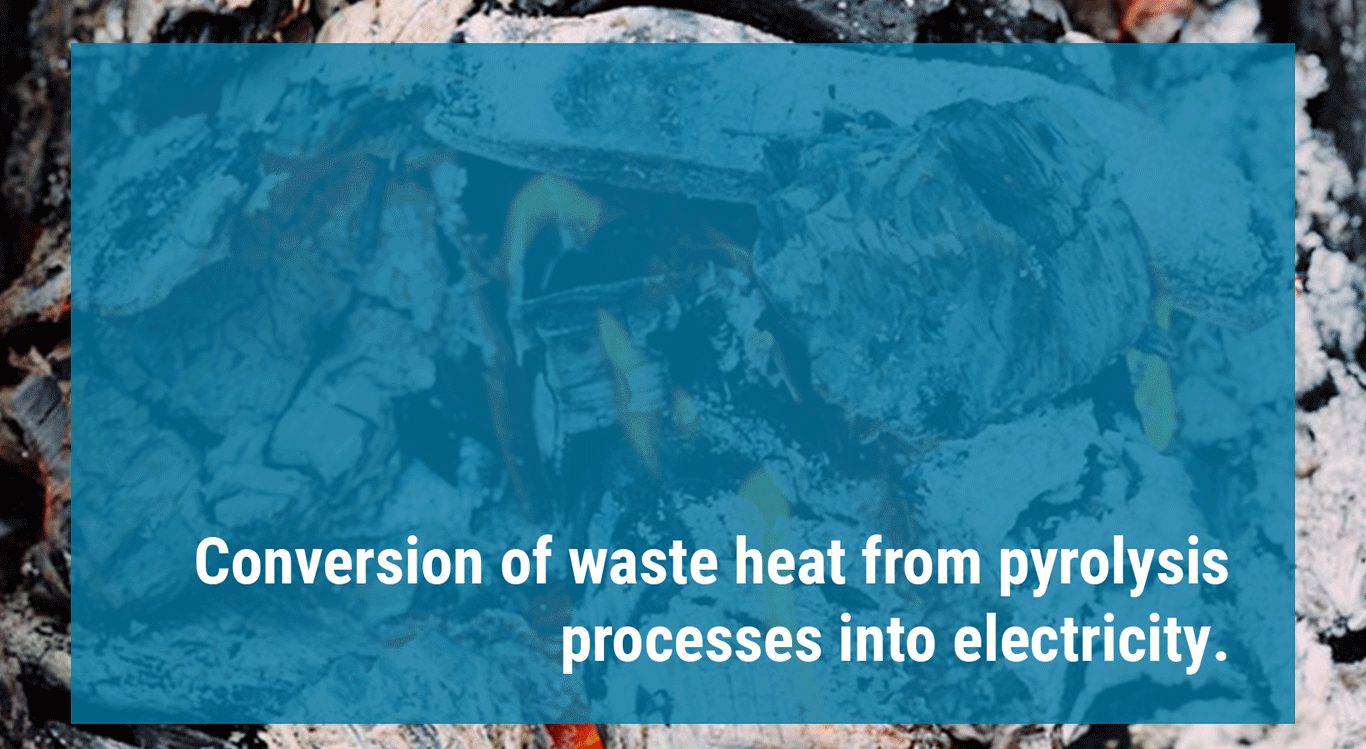Conversion of waste heat from pyrolysis processes into electricity.